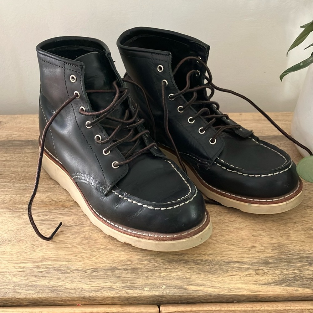 #15 Red Wing Heritage Classic Black Moc Toe Boots 7.5